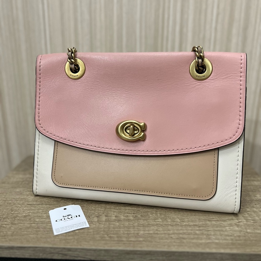 Coach Pink and Tan Shoulder Bag